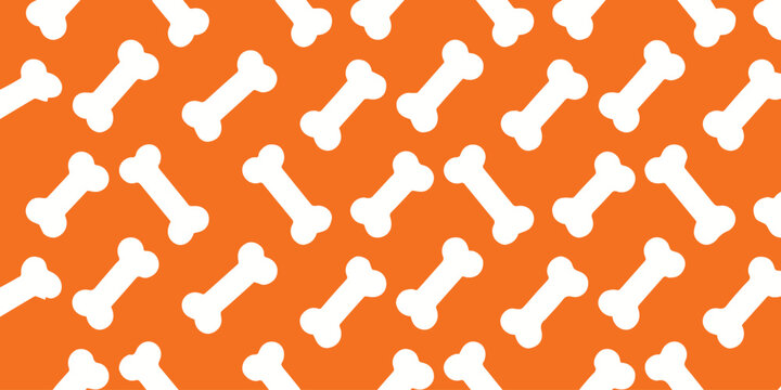 white dog bones seamless pattern on orange background vector repeat tile for pet