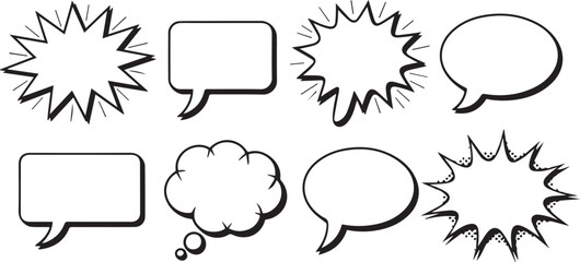 hand drawn comic speech and thought bubbles vector shapes pack ai eps png jpeg transparent background