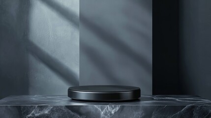 Elegant Dark Pedestal Stand for Showcasing Items on Neutral Background