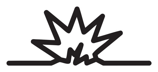 Black outline vector icon of a stylized explosion symbol with jagged lines emanating from a central point.