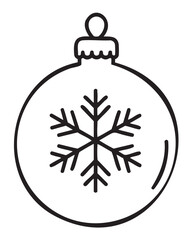 Obraz premium Simple black outline of a christmas ornament with a snowflake design, ideal for holiday decoration themes.