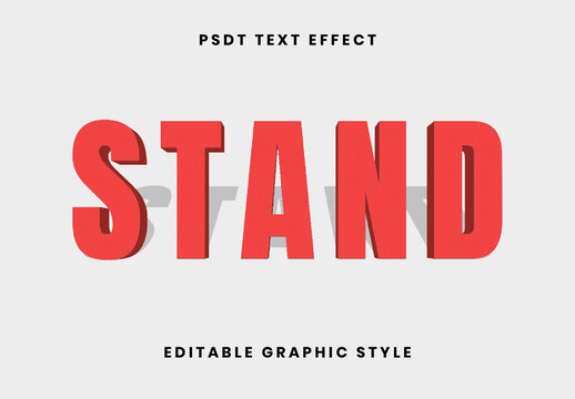 Red 3D Stand Text Effect Bold Thick Font
