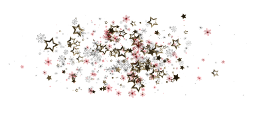 Elegant abstract illustration of golden stars and snowflakes on white background. Perfect for Christmas cards, holiday designs, and winter celeb