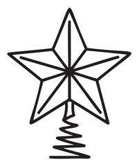 Obraz premium Black outline of a simple star-shaped christmas tree topper with a coiled spring base.