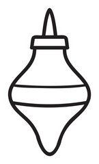 Obraz premium Black outline of a traditional spinning top showing a symmetrical shape and pointed lower tip.