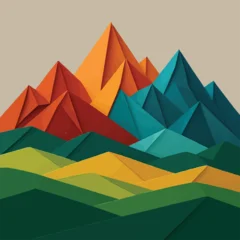 Fotobehang Beige vector illustration of a mountain landscape  © MORIUM JANNAT