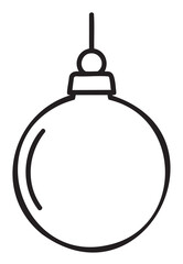 Obraz premium Black outline vector icon of a simple round christmas tree ornament. minimal linear illustration for holiday decoration and celebration concepts.