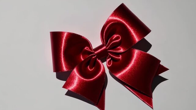 Red bow with ribbon isolated on white background.
