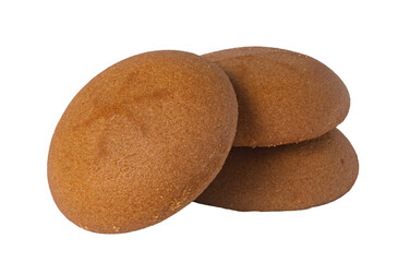 Stacked plain brown cookies on transparent background