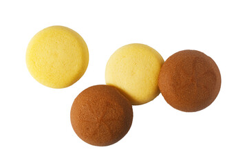 Vanilla and chocolate sponge cakes with cream filling