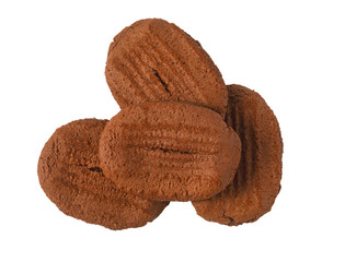 Chocolate cookies forming a small stack on transparent background