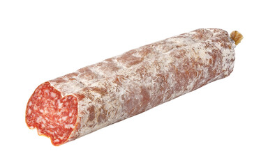 Traditional dry cured salami showing cut end