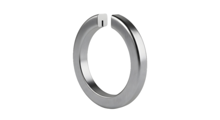 Modern isolated metal split lock washer, a vital component for secure fastening in various mechanical and construction applications against a clean background