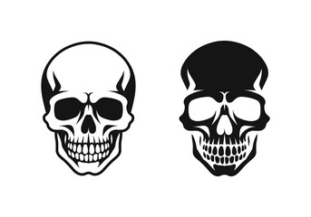 Black and white skull illustrations for halloween design projects