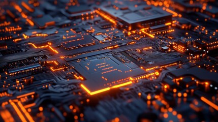 Detailed Texture of High-Speed Digital Circuit Board with Transistor Components and Advanced Electrical Elements