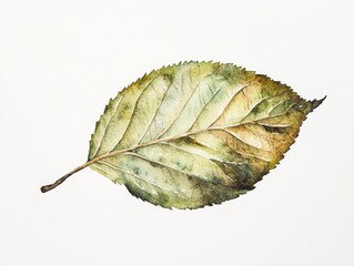 Single Vibrant Leaf in Transition from Green to Red on Clean White Background