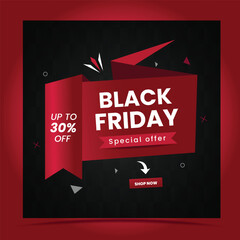 Black Friday Sale Social Media Pack Template Premium Vector with 30% Discount