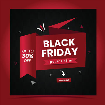 Black Friday Sale Social Media Pack Template Premium Vector with 30% Discount