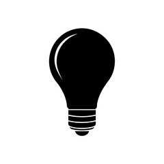 Illustration of a classic light bulb shape on transparent background silhouette
