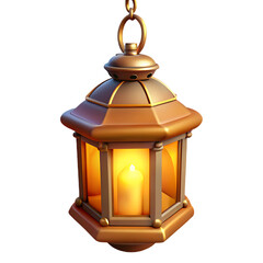 Elegant Ramadan Lantern with Golden Glow on a Black Background
