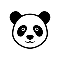 Illustration of a panda bear face design on transparent background silhouette