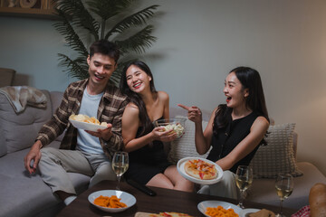 Friends gathering at home enjoying a party