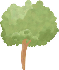 Watercolor Green Tree Illustration, Hand Drawn Nature Element