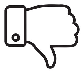 Obraz premium Black outline icon of a thumbs down gesture with a cuffed sleeve indicating disapproval or dislike.