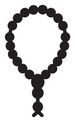 Obraz premium Black silhouette of a prayer bead rosary with a tassel, arranged in a circular shape indicating spiritual and religious significance.