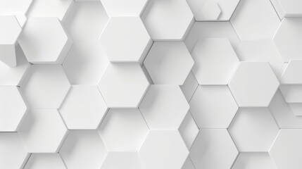 Fototapeta premium Futuristic Three-Dimensional Honeycomb Mosaic Pattern on White Background with Realistic Geometric Mesh Cells Texture Abstract Wallpaper