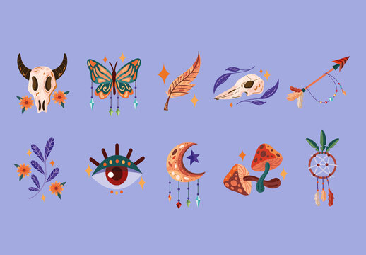 Boho Tribal Mystic Illustration Set