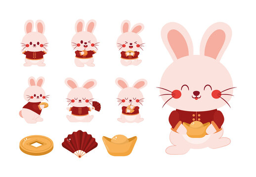 Cute Rabbit Chuseok Illustration Set
