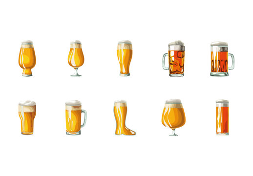 Colorful Germany Beer Glasses Illustration Set