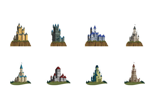 Colorful Germany Neuschwanstein Architecture Illustrations Set