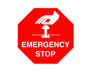 emergency stop sign with red backgorund