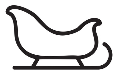 Obraz premium Black outline icon of a simple sleigh with curved runners and an elegant design. minimal linear illustration for winter, holiday, and transportation themes.