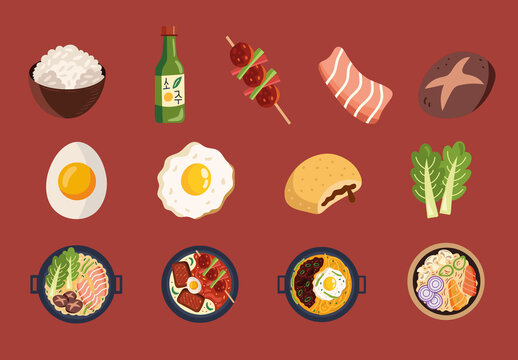 Korean Cuisine Illustration Set
