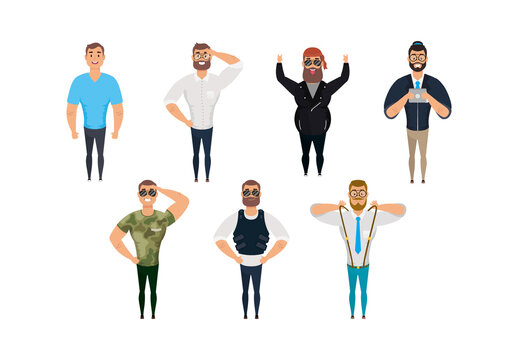 Cartoon Character Male Illustration Set