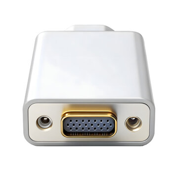 White vga adapter isolated on transparent background for computer monitor connection