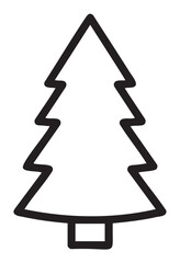 Black outline of a simple triangular pine tree with minimal linear design representing nature and simplicity.