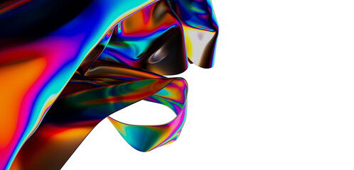 Vibrant abstract design of iridescent fabric with stunning color gradients on a white background. Perfect for modern art, digital backgrounds an