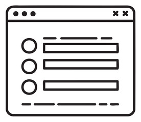 Fototapeta premium Black outline icon of a simple list interface with circles and lines. minimal linear illustration for user experience and design concepts.