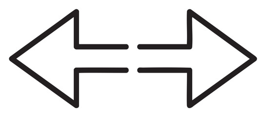Bold black outline of two opposite arrows, one pointing left and the other pointing right, conveying a sense of direction.