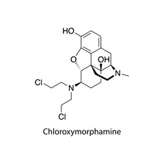 Chloroxymorphamine molecular structure, irreversible ?-opioid receptor agonist research compound, clean scientific vector diagram, flat skeletal chemical formula isolated 