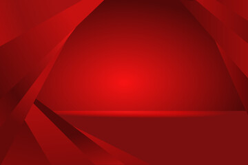 Red abstract geometric background featuring layered polygonal shapes and smooth gradients