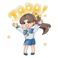 Enthusiastic young girl celebrating success with a joyful