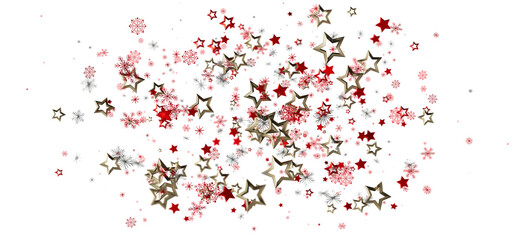 A beautiful background with sparkling stars and snowflakes in red and gold colors, perfect for holiday designs. Festive and elegant. Great for C
