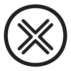 Obraz premium Black monochrome geometric symbol featuring overlapping lines forming an intricate pattern within a circular frame.