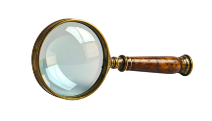 Detailed magnifying glass on a black background, ready for scrutiny