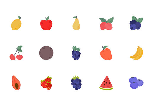 Colorful Eat a rainbow Illustration Set